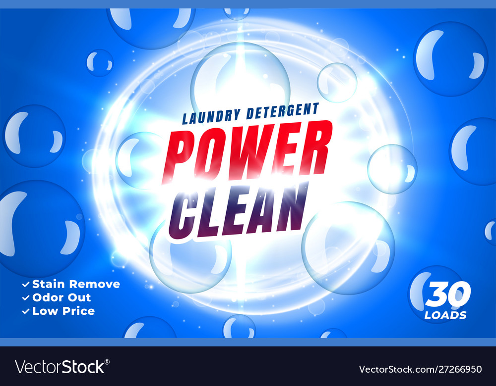 Power clean laundry detergent concept packaging Vector Image