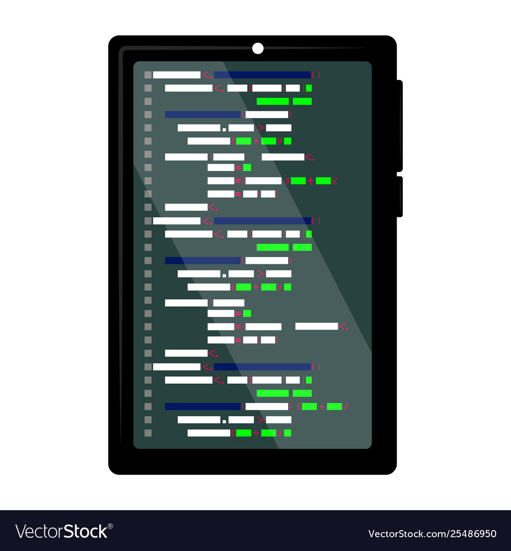 Programming code on a tablet screen