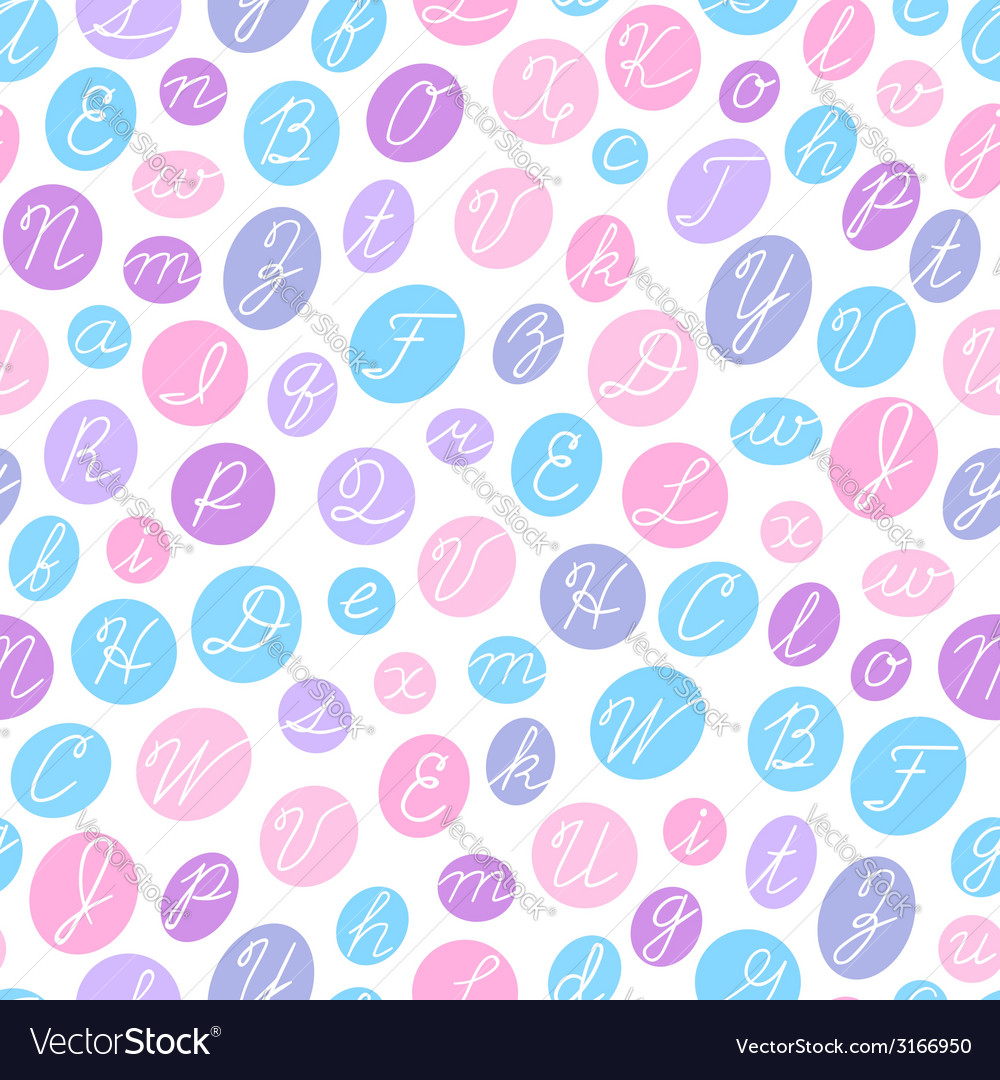 Seamless pattern with english cursive letters