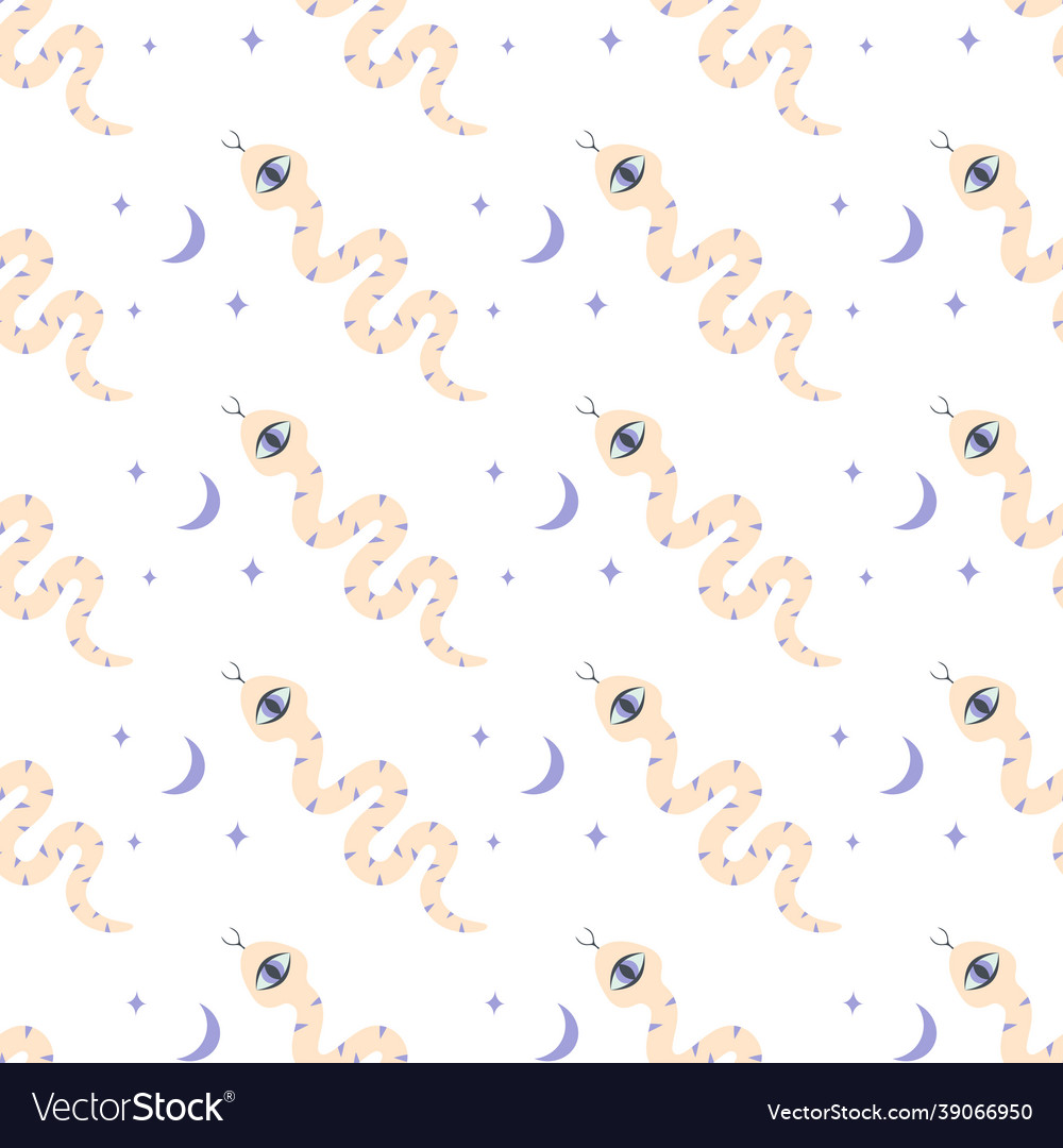 Seamless pattern with magic snake on white Vector Image