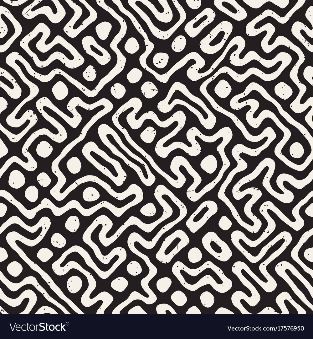 Seamless pattern with maze lines monochrome
