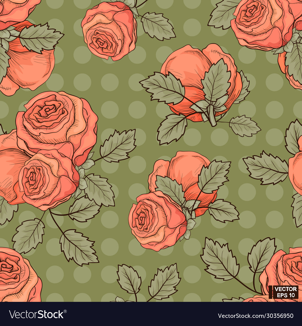 Seamless pattern with red roses