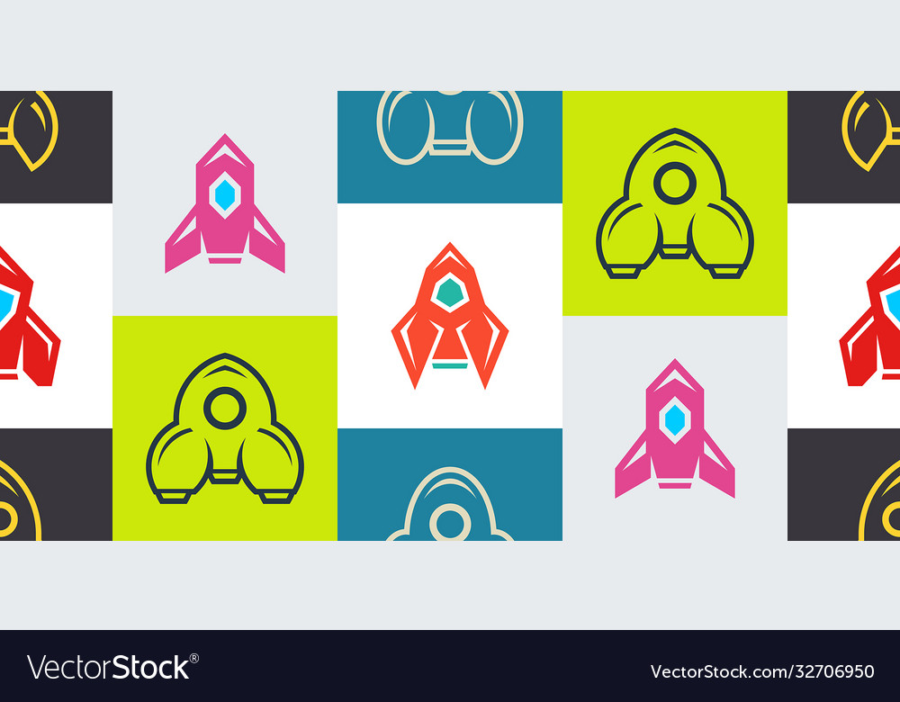 Seamless pattern with rocket