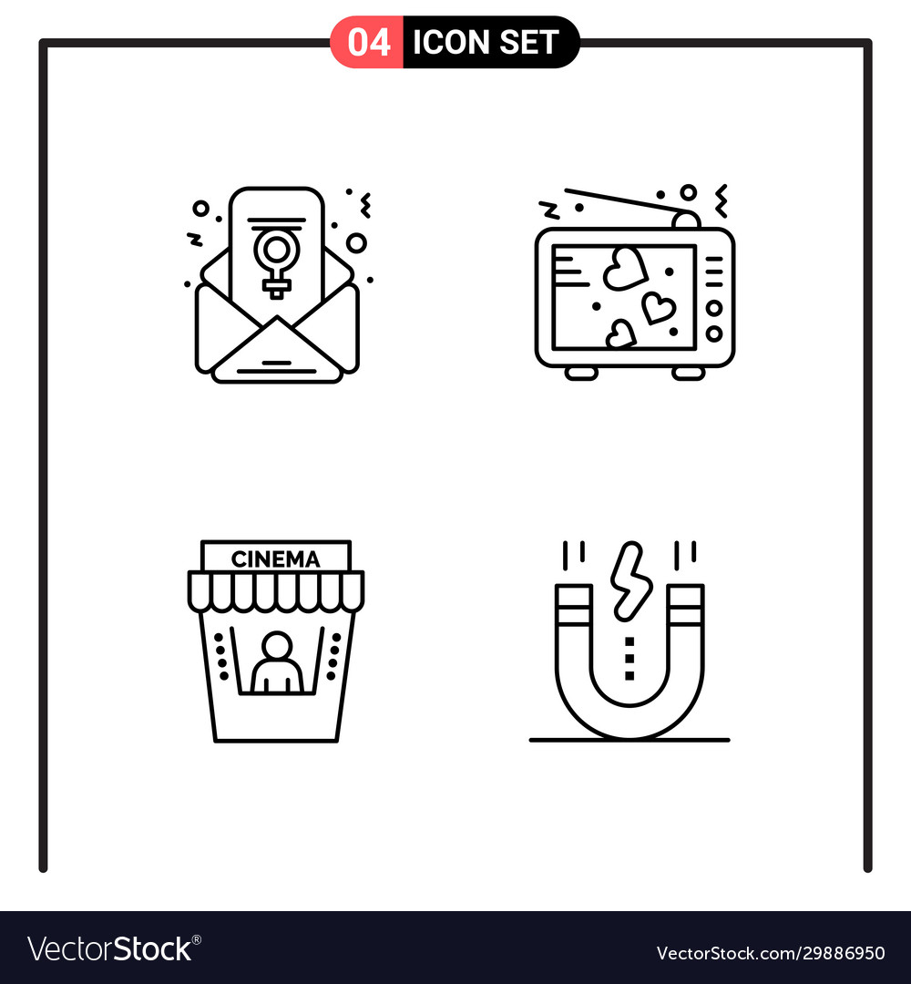 Set 4 line style icons for web and mobile Vector Image Set 4 line style icons for web and mobile