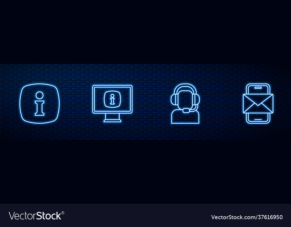 Set line man with a headset information monitor vector image Set line man with a headset information monitor