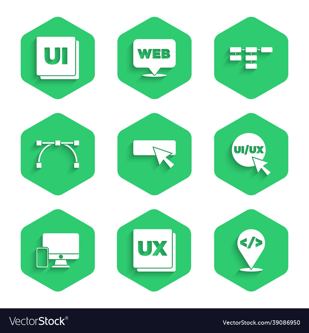 Set ui oder ux design front end development vector image Set ui oder ux design front end development