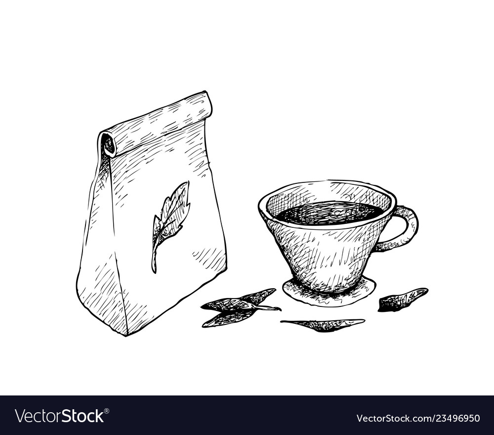 Teebeutel und Tasse Sketch