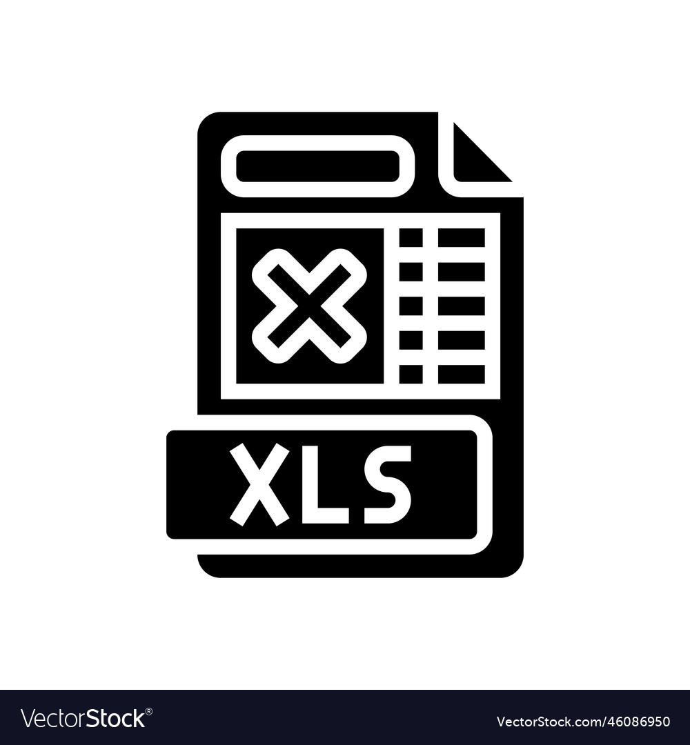 Xls file format document glyph icon vector image Xls file format document glyph icon