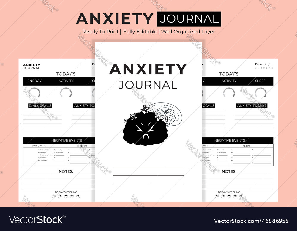 Anxiety Journal Kdp Interior Royalty Free Vector Image Anxiety Journal Kdp Interior Royalty Free Vector Image