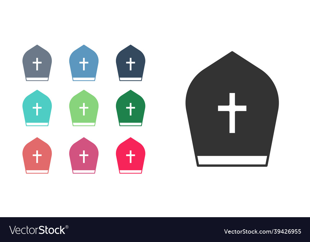 Black pope hat icon isolated on white background Vector Image