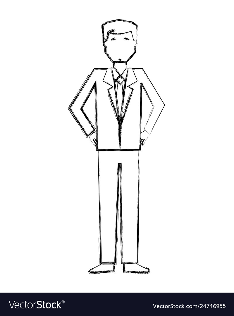 Business Man Character Standing Avatar Hand Vector Image