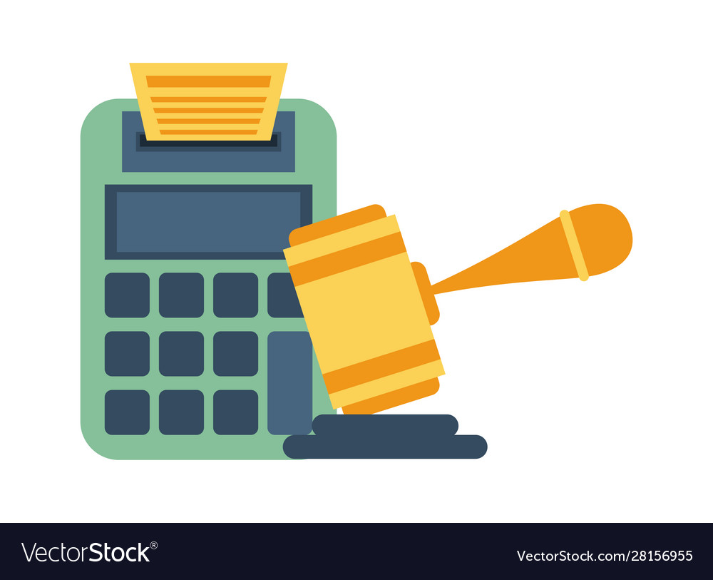 Calculator math with hammer justice