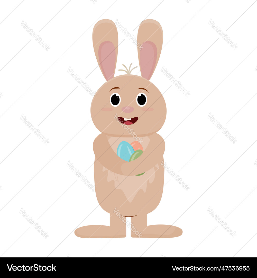 Cartoon bunny holding easter egg easter Royalty Free Vector