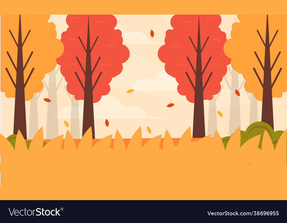 Flat design autumn background with colorful trees Vector Image Flat design autumn background with colorful trees