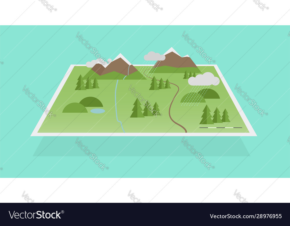 Flat design map with basic natural elements