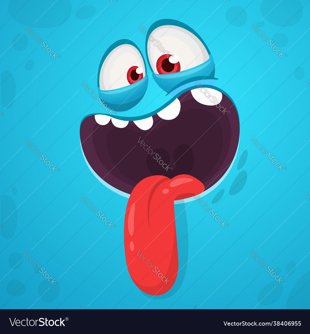 Funny cartoon monster face square avatar Vector Image