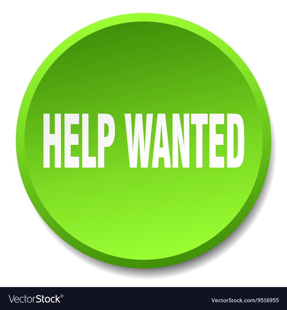 Help wanted green round flat isolated push button