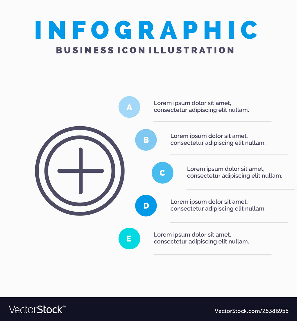 Interface plus user line icon with 5 steps vector image Interface plus user line icon with 5 steps