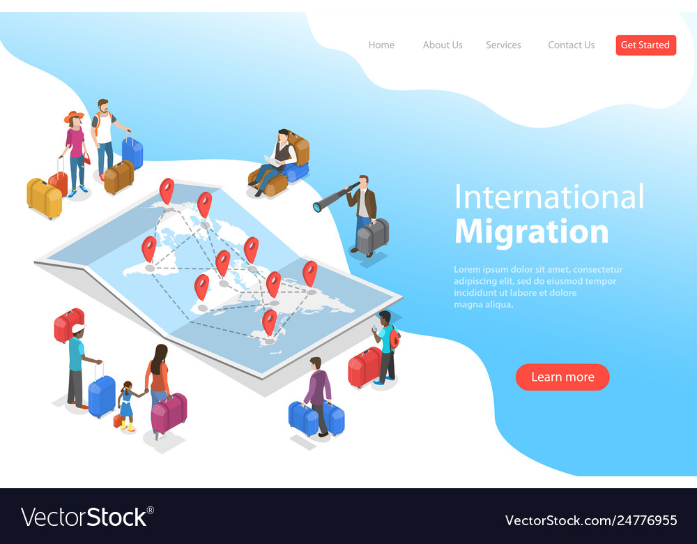 Isometric flat landing page template Royalty Free Vector