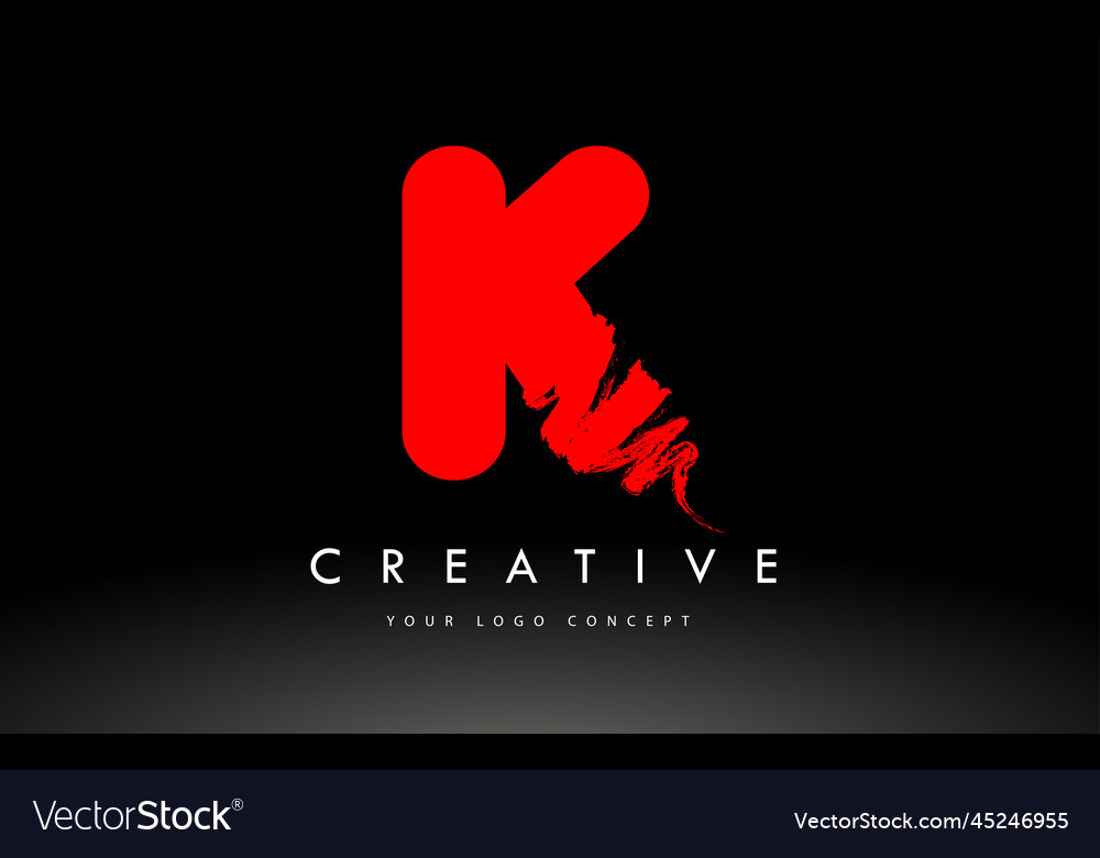 K brushed letter logo red brush letters design