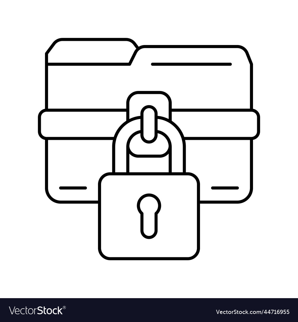 Lock folder line icon vector image Lock folder line icon