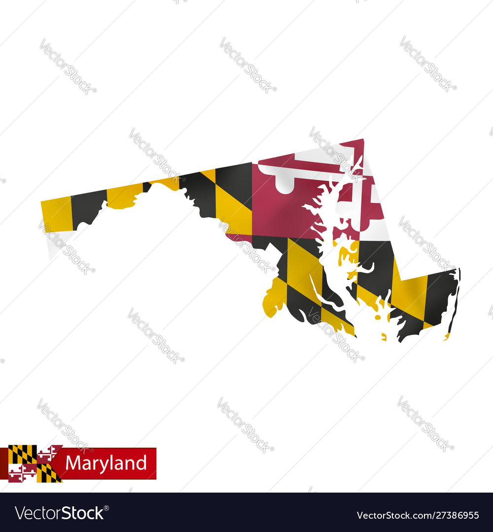 Maryland State Map with Flag