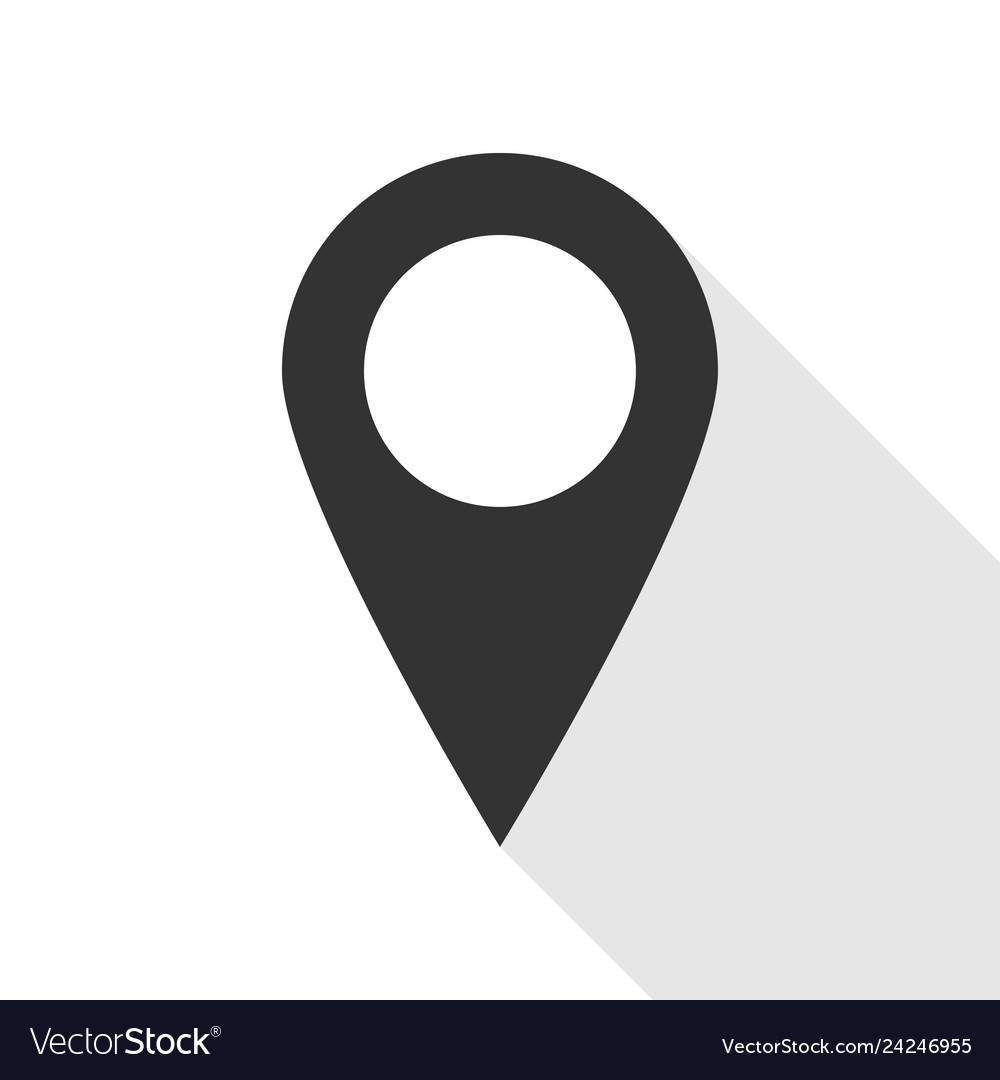 Pin tag location map with shadow in flat design