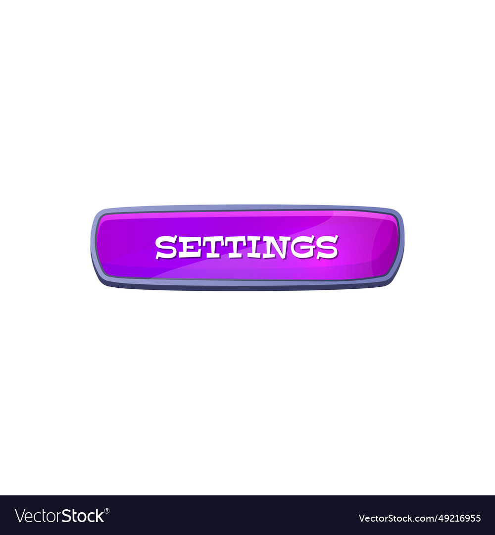 Purple button with settings word flat style
