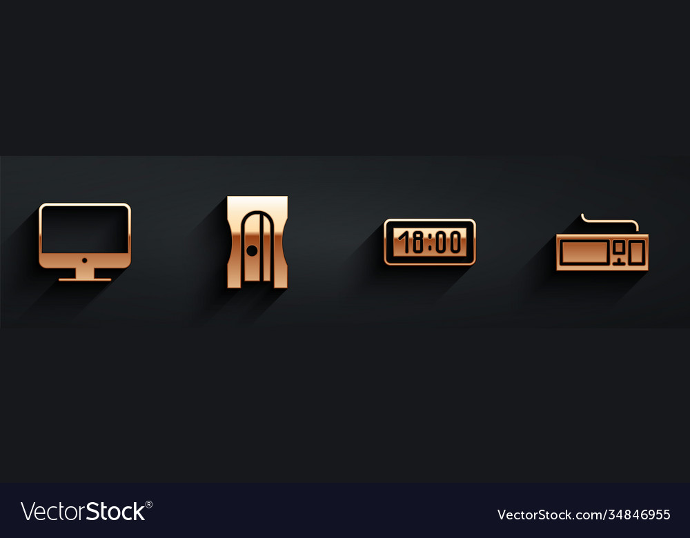 Set computer monitor screen pencil sharpener vector image Set computer monitor screen pencil sharpener