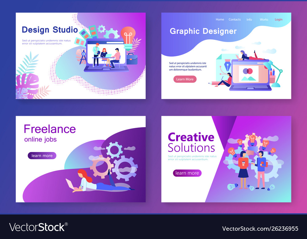 Set Flat Banners Creative Professions Royalty Free Vector