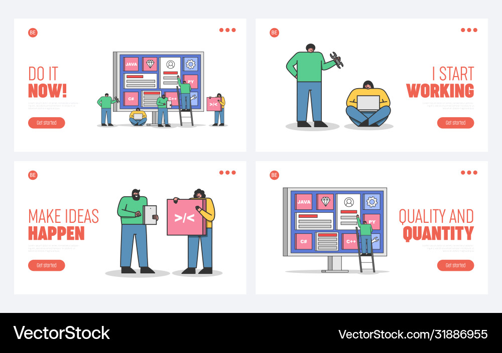 Set landing pages for web development coding Vector Image