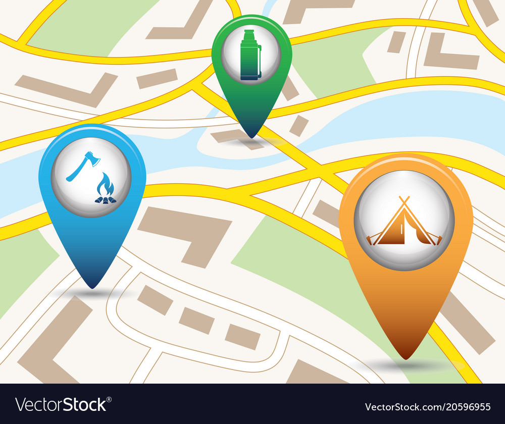 Set of tourism service map pointers