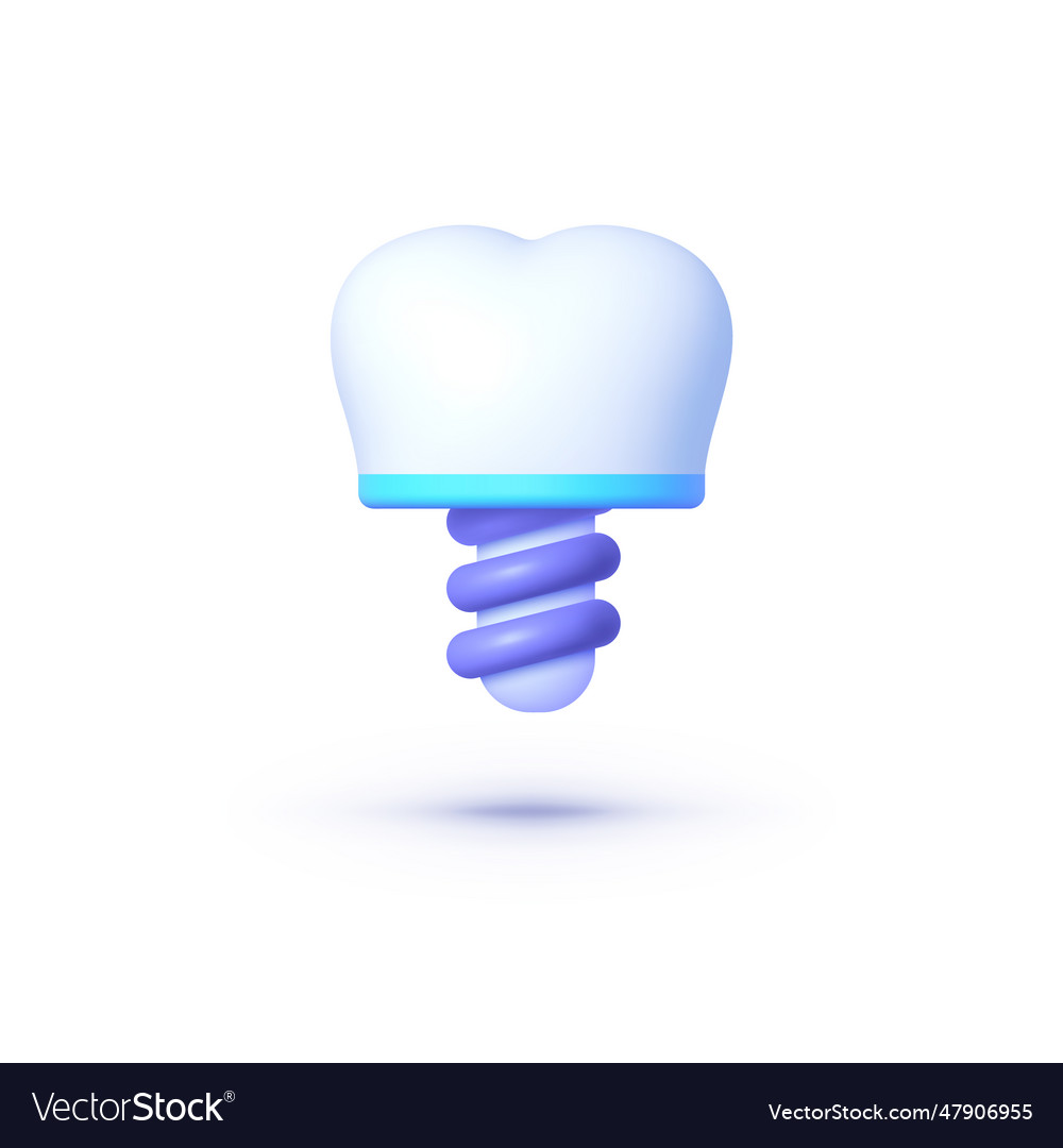 Tooth implant 3d on white background health