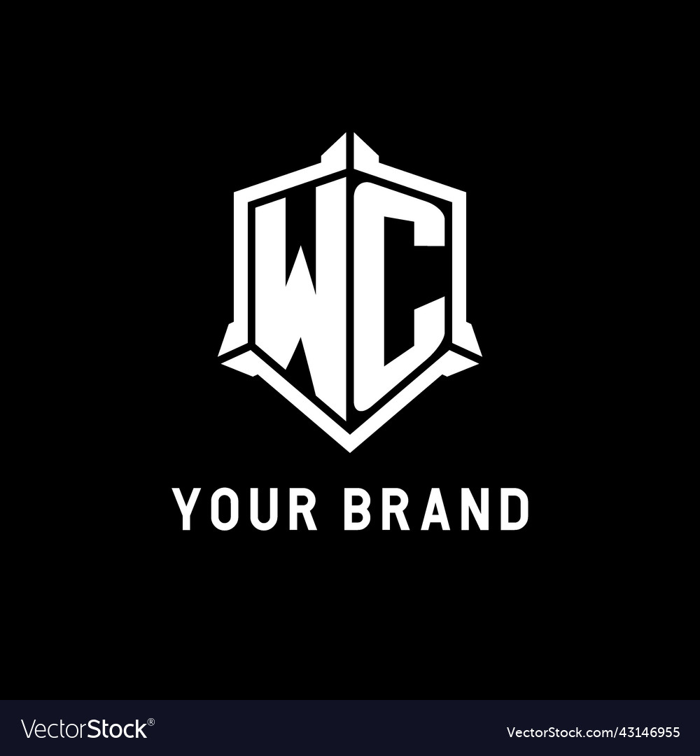Wc logo initial with shield shape design style