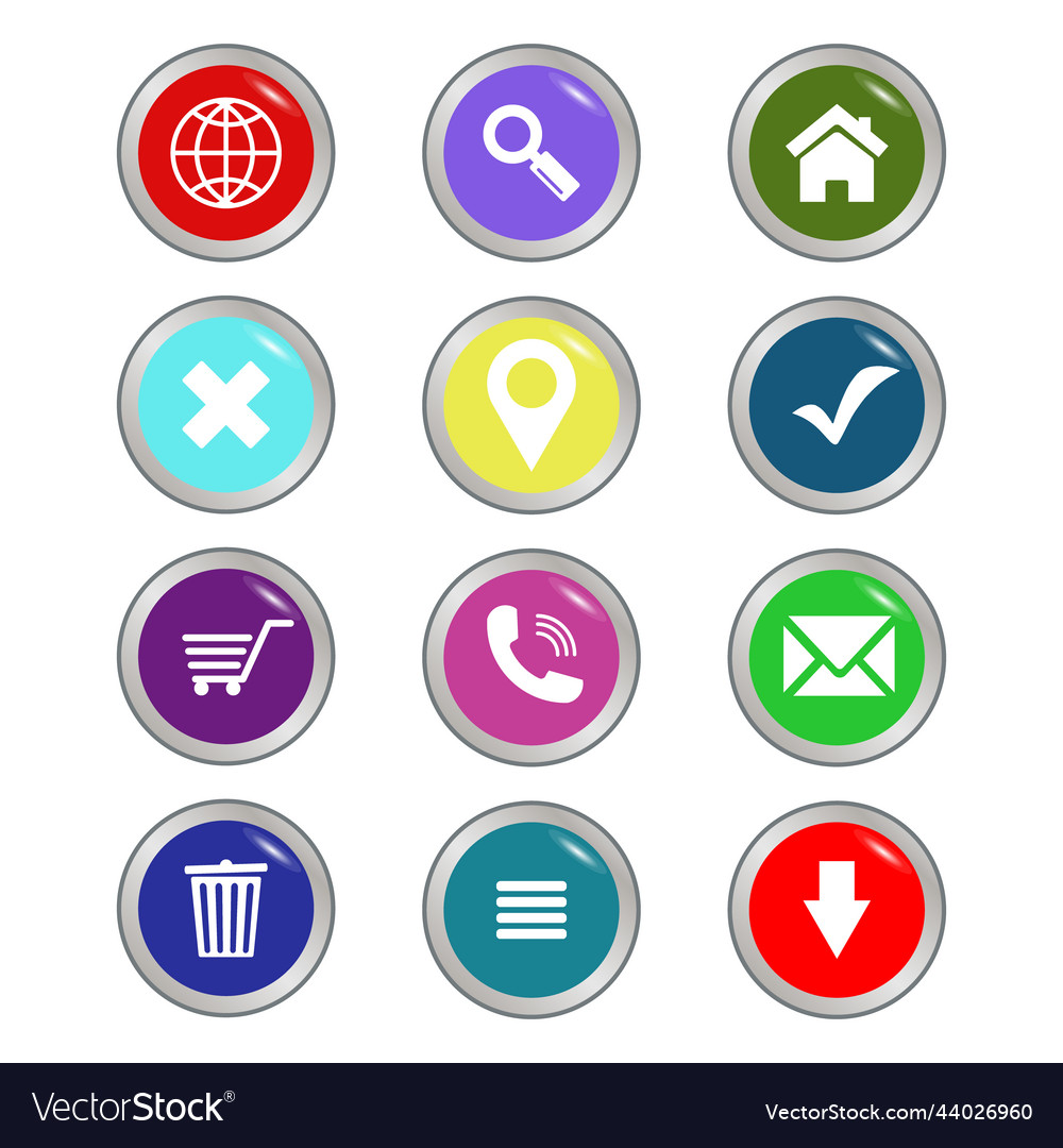 Basic icons in the form of buttons multicolor