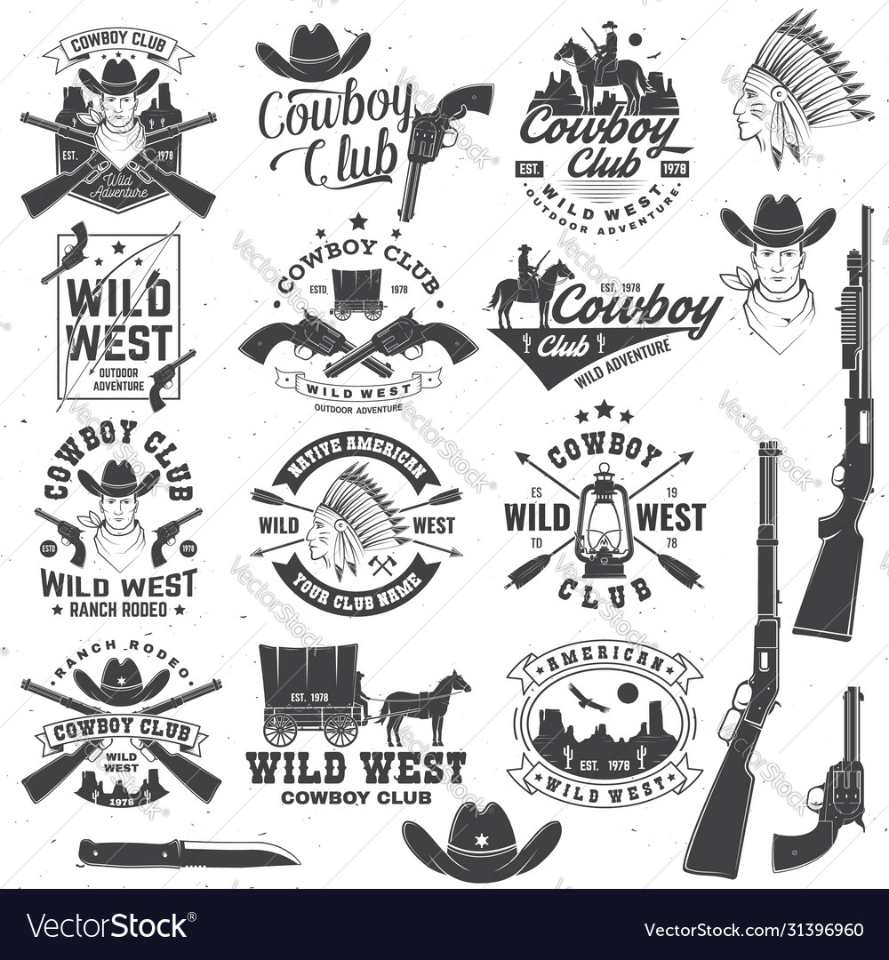 Cowboy club badge ranch rodeo concept Royalty Free Vector