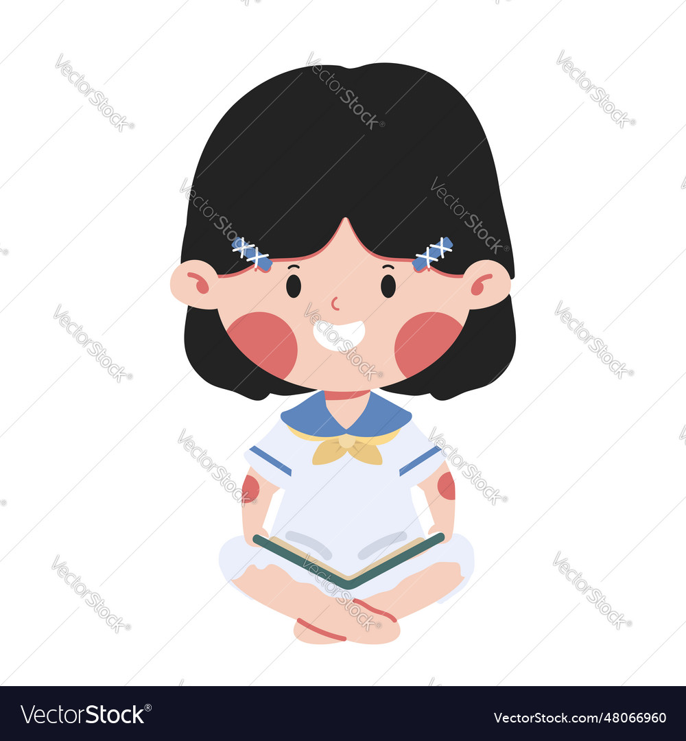 Cute girl is reading book Royalty Free Vector Image