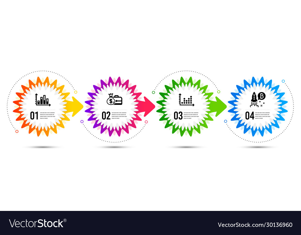 Diagram graph salary and dot plot icons set vector image Diagram graph salary and dot plot icons set