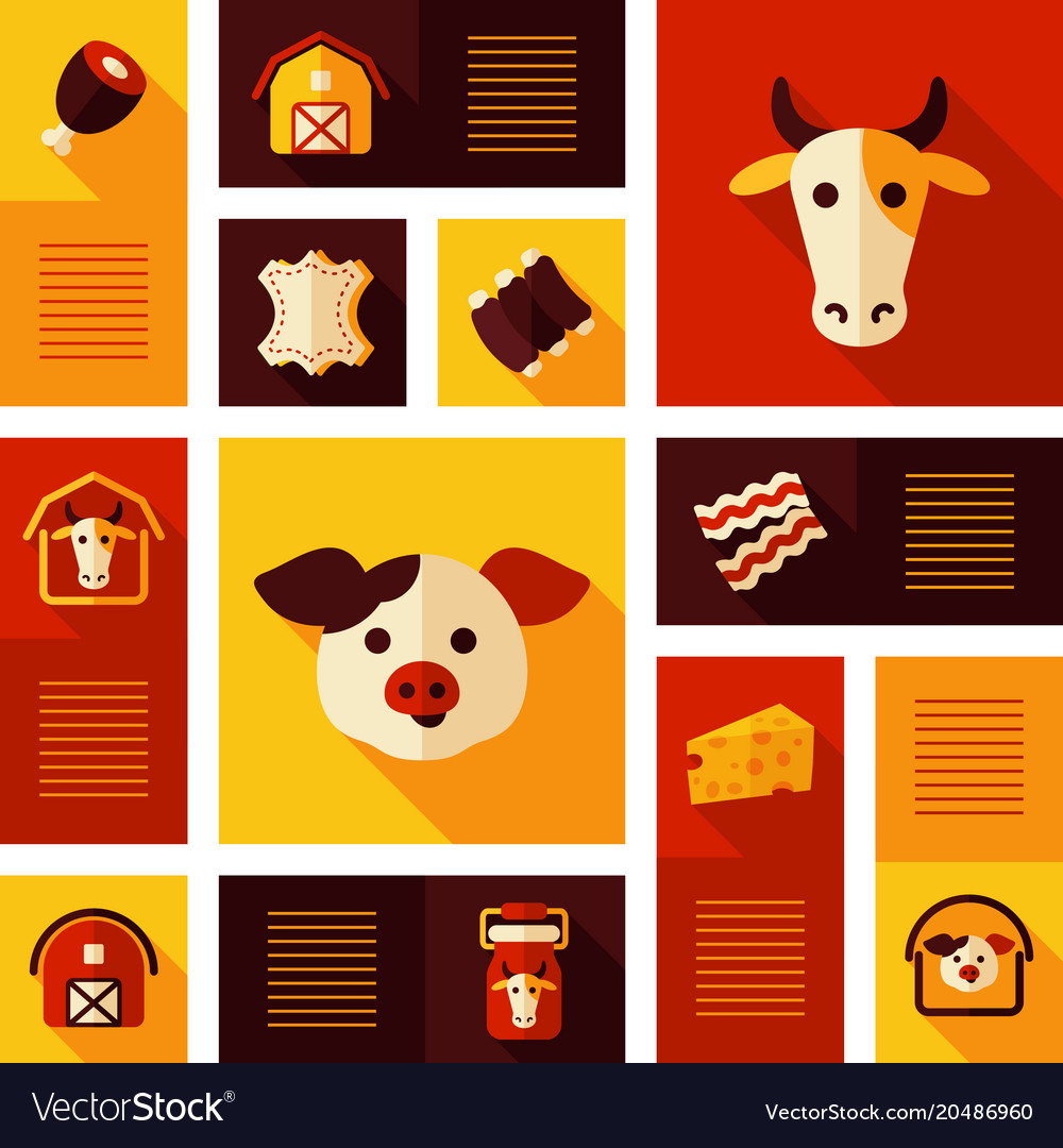 Farm animal icons set Royalty Free Vector Image