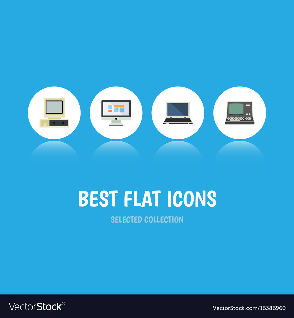 Flat icon computer set of display technology