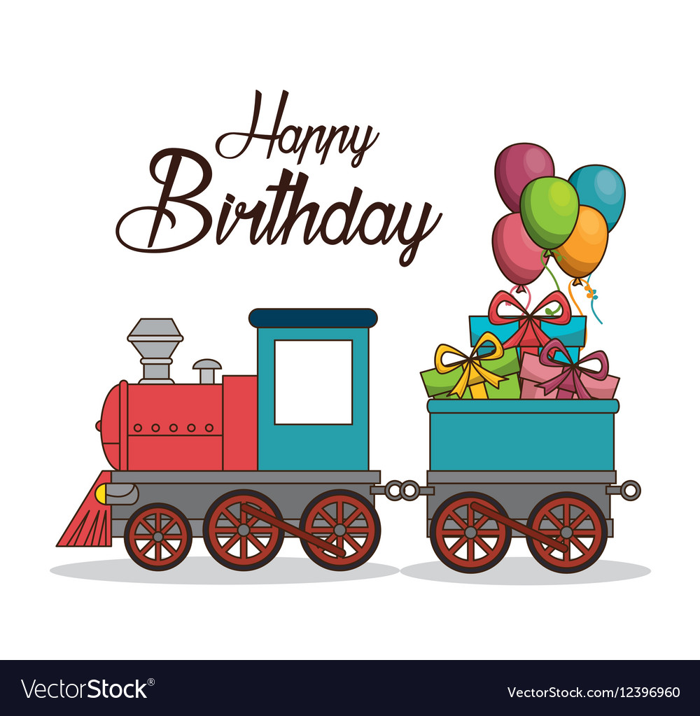 Happy Birthday Train Poster Royalty Free Vector Image 4616