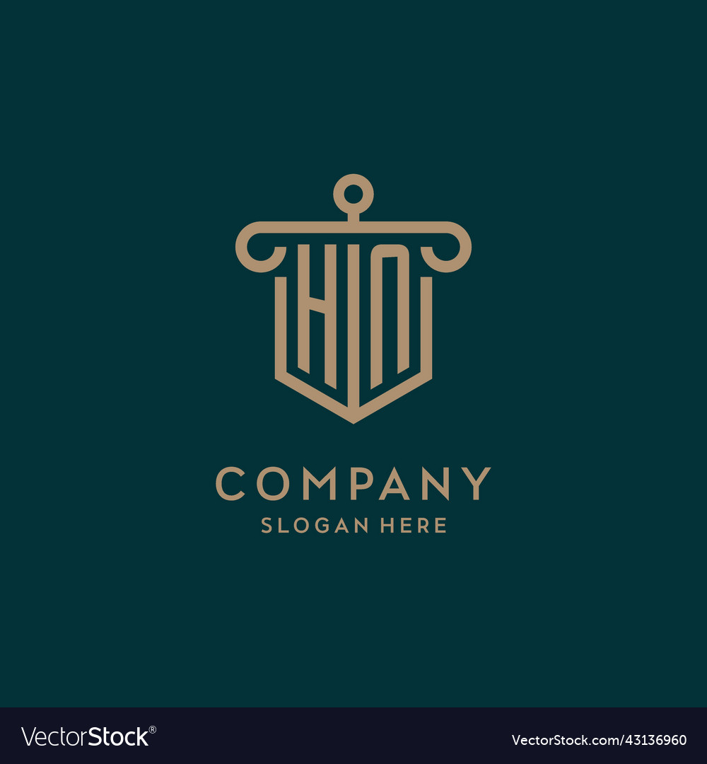 Hn monogram initial logo design with shield