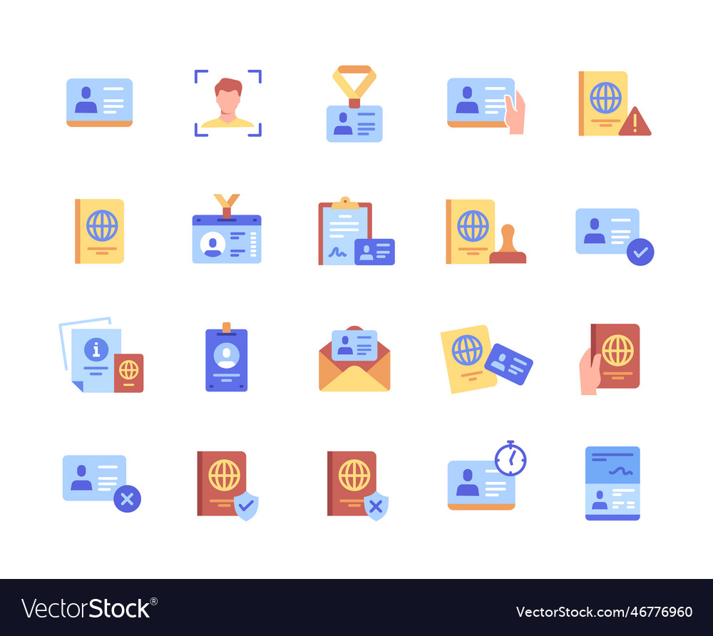 Id color icons set Royalty Free Vector Image - VectorStock