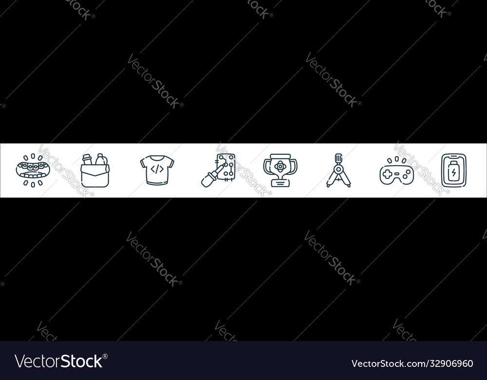 Nerd line icons linear set quality