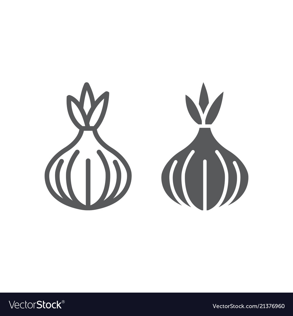 Onion line and glyph icon vegetable Royalty Free Vector