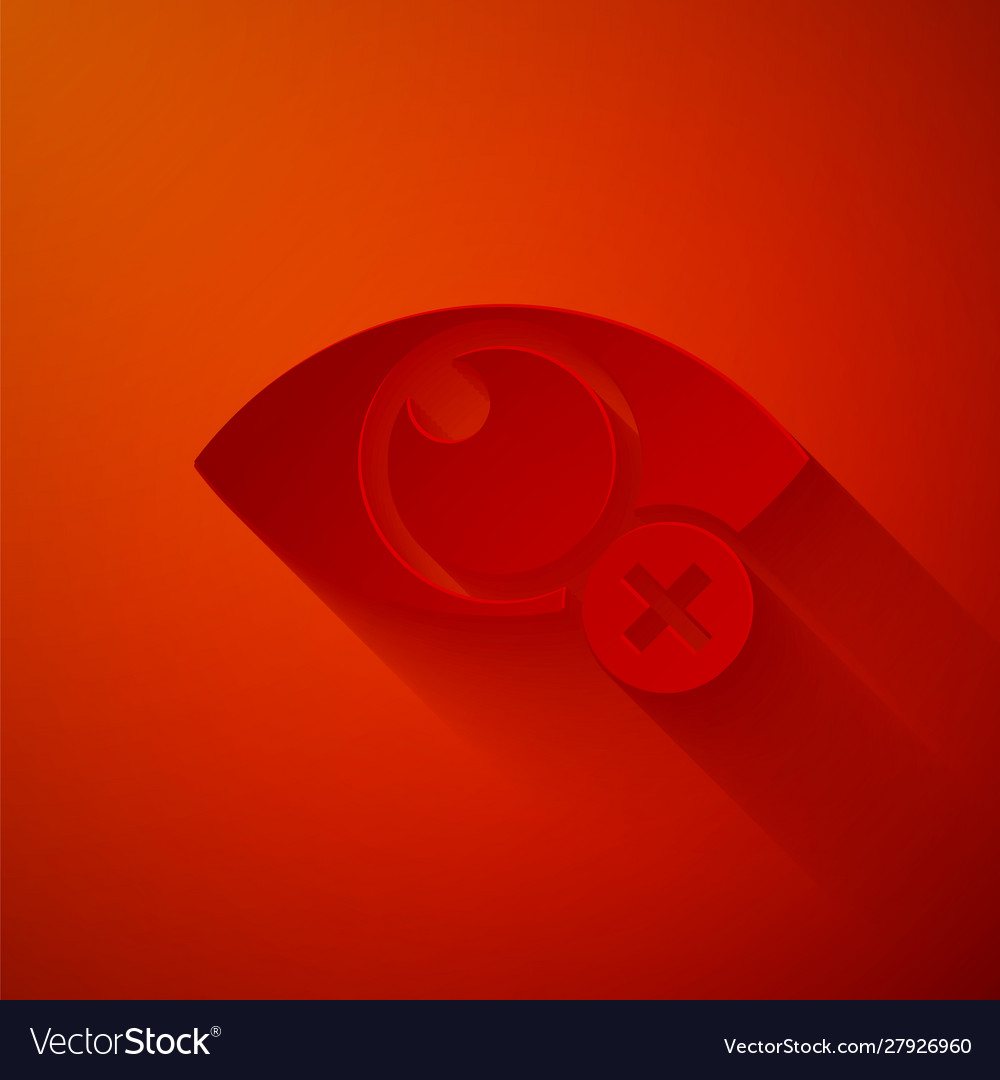 Paper cut invisible or hide icon isolated on red vector image Paper cut invisible or hide icon isolated on red