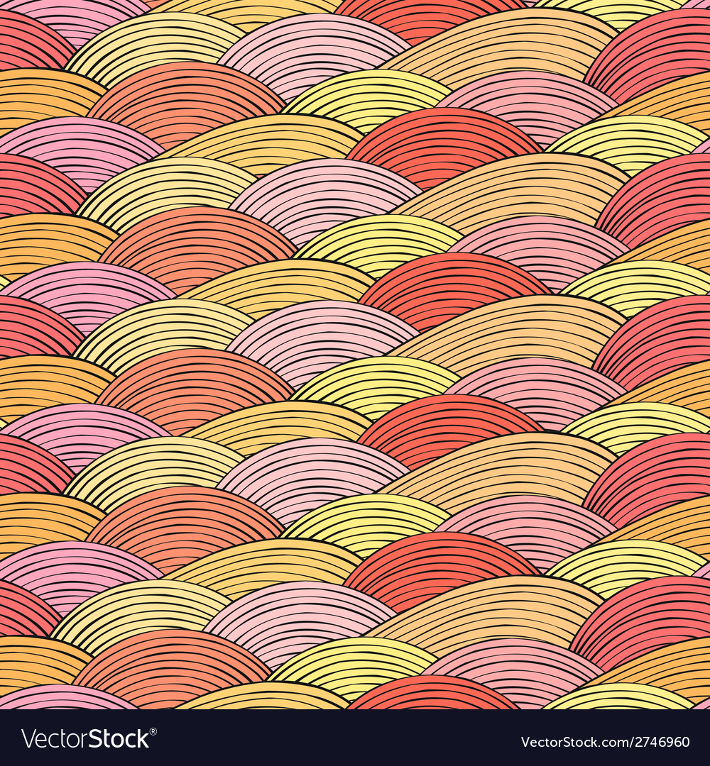 Seamless pattern with hand drawn abstract waves