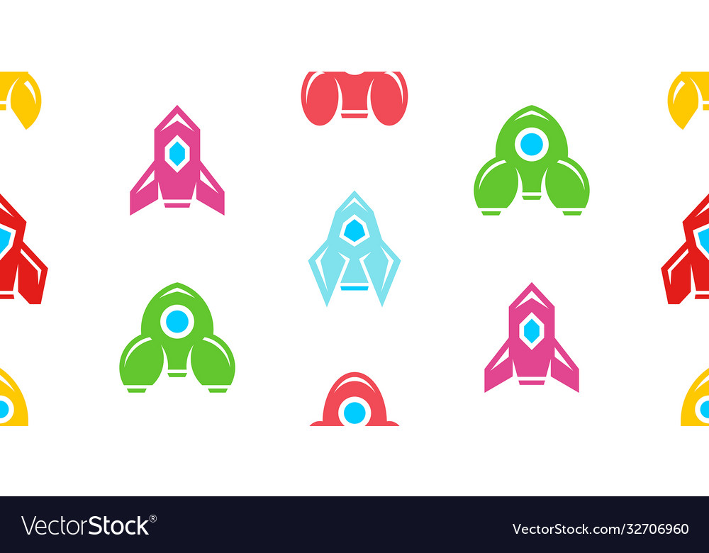 Seamless pattern with rocket