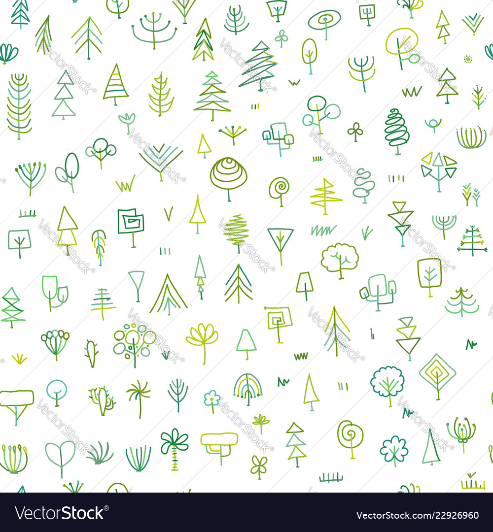 Seamless pattern with trees sketch for your