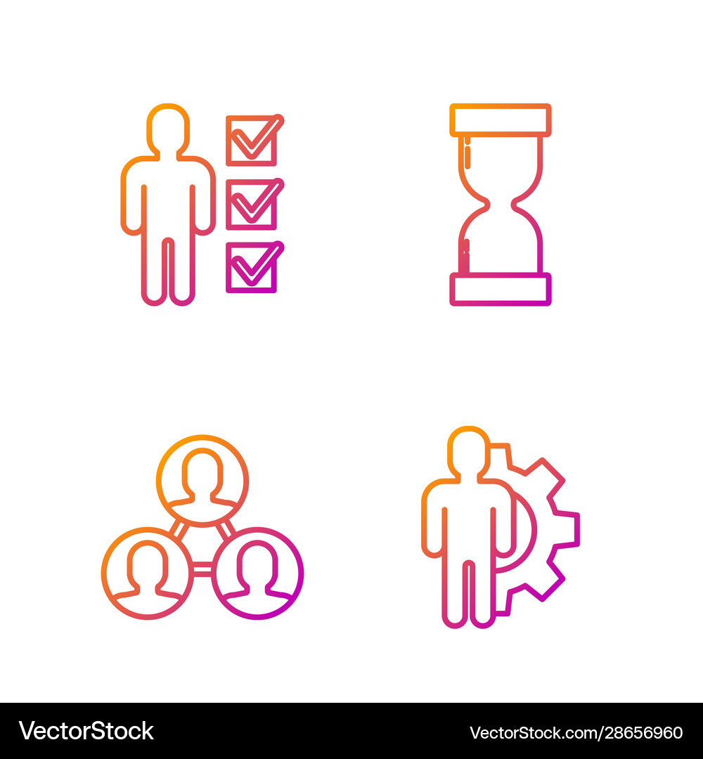 Set line human with gear inside project team base Vector Image